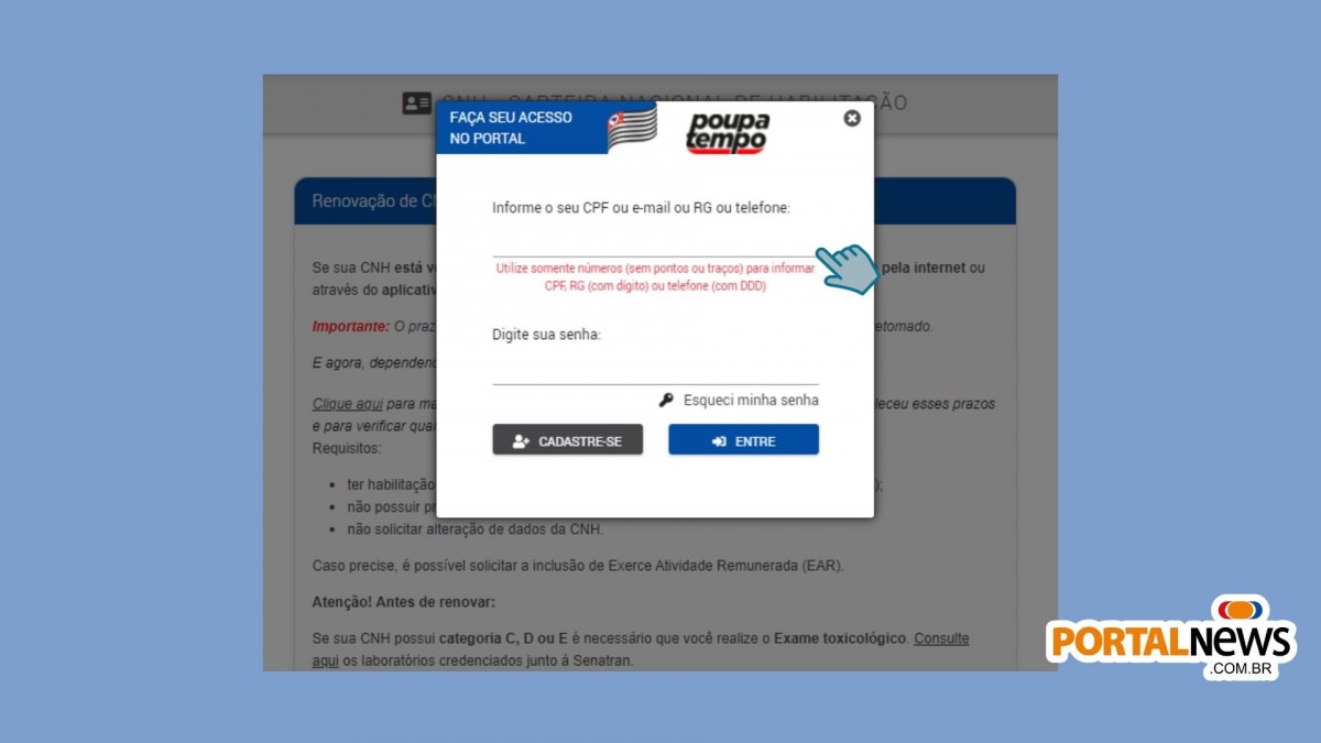 Tutorial para Renovar a CNH no site do Poupatempo 4/4