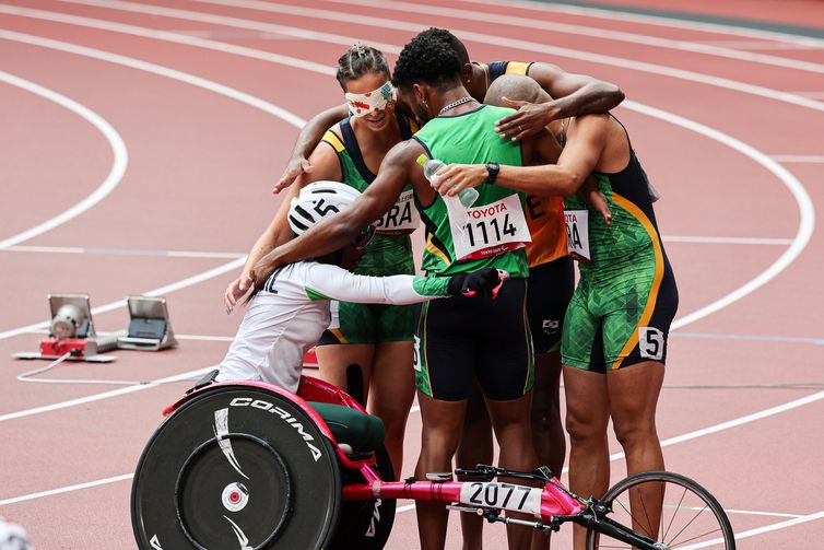 Atletas da delegacao brasileira durante Classificatória de atletismo dos Jogos Paralímpicos de Tóquo no cno estádio Olíimpico - Paralimpíada de Tóquio - Tóquio 2020  